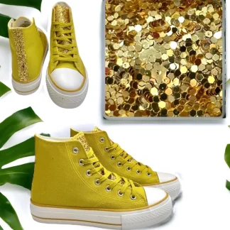 Ténis glitter mostarda – Refª 002144