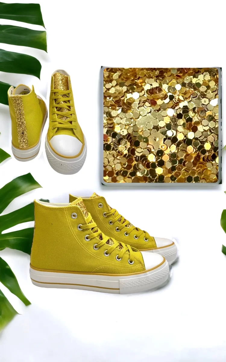 Ténis glitter mostarda – Refª 002144