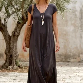 Vestido algodão castanho – Refª 012755