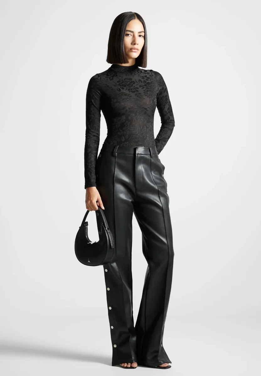 Ivy - Jacquard Bodysuit with Gloves - Black - Image 5