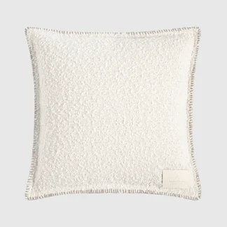 Boucle & Whipstitch Reversible Cushion - Brown/Cream