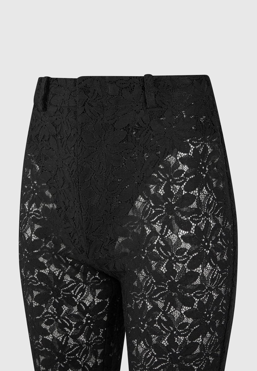 Lace Fit and Flare Pants - Black - Image 8