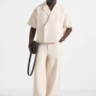 Abel - Boxy Twill Double Breasted Shirt - Cream