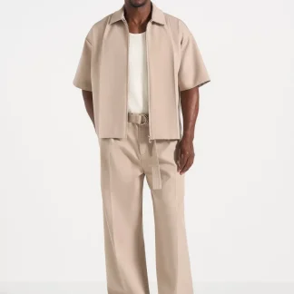 Aven - Boxy Shirt with Crease - Beige