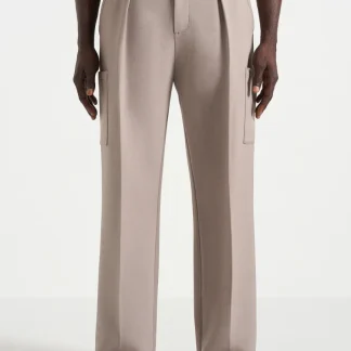 Luca - Relaxed Fit Pleated Pocket Pants - Mushroom