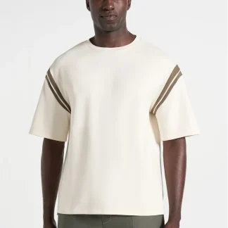 Georges - Varsity Cotton T-Shirt - Cream/Olive