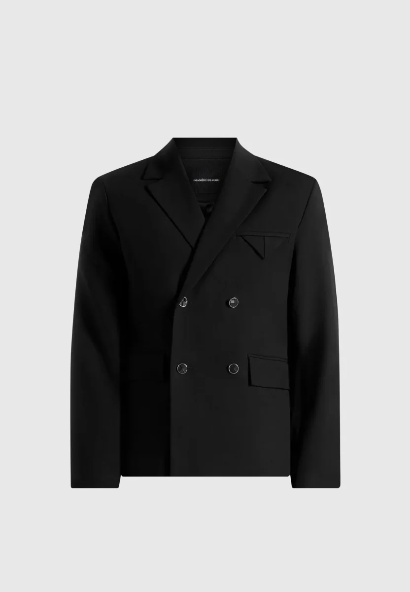 Didier - Double Breasted Tailored Suit Jacket - Black - Image 7