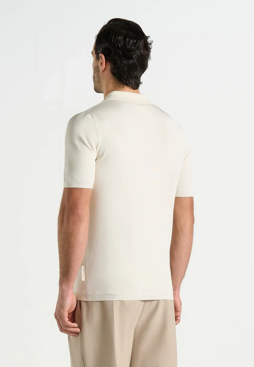 PL001 - Luxe Knitted Polo Top - Cream - Image 5