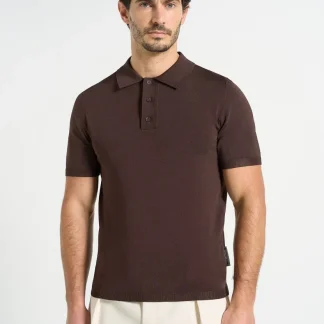 PL001 - Luxe Knitted Polo Top - Brown