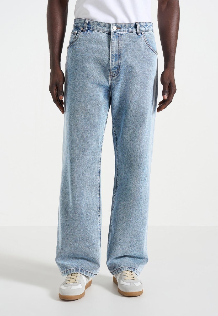 DN002 - Relaxed Fit Denim Jeans - Mid Blue - Image 2