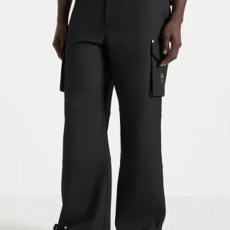 Mathis - Twill Signature Wide Leg Cargo Pants - Black