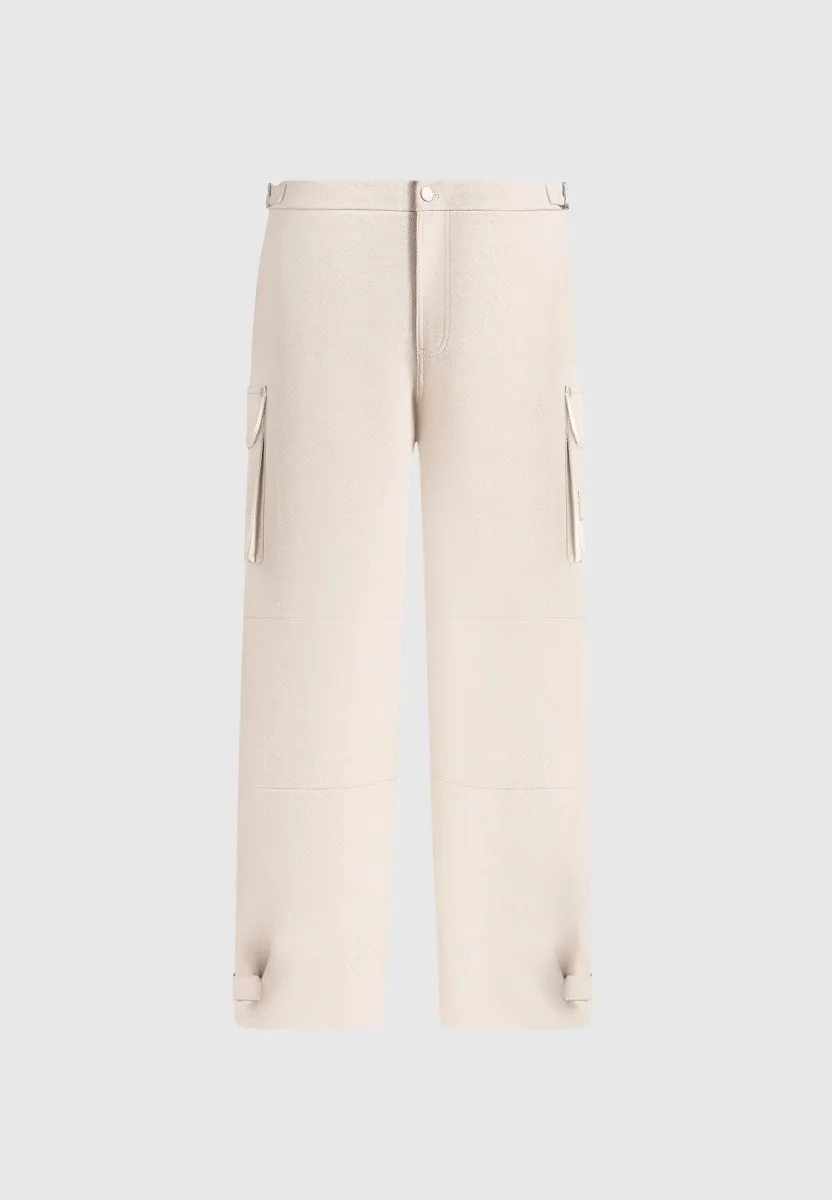 Mathis - Twill Signature Wide Leg Cargo Pants - Beige - Image 9
