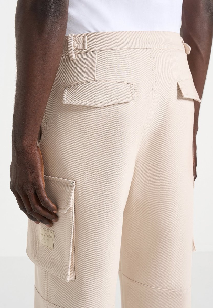 Mathis - Twill Signature Wide Leg Cargo Pants - Beige - Image 5