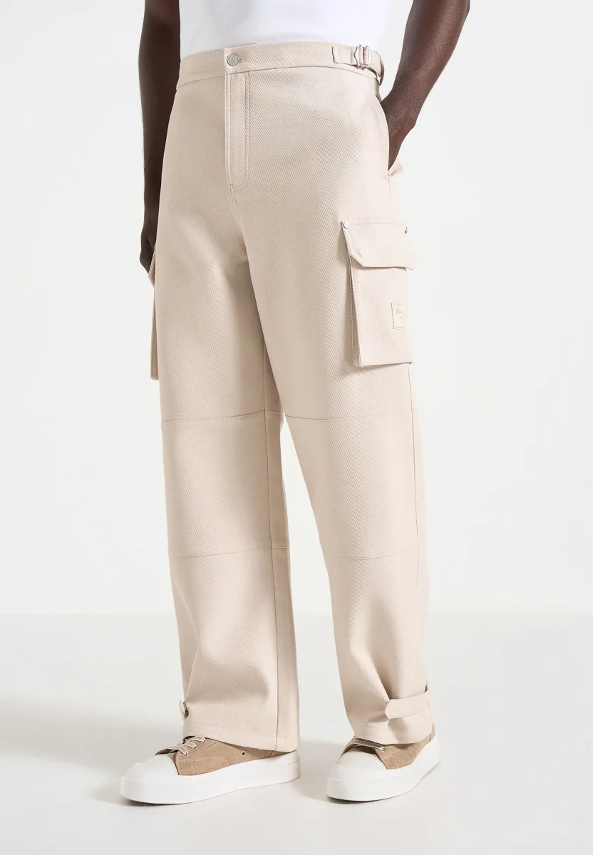 Mathis - Twill Signature Wide Leg Cargo Pants - Beige - Image 2