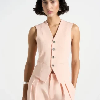 Christine - Tailored Cinch Waistcoat - Peach