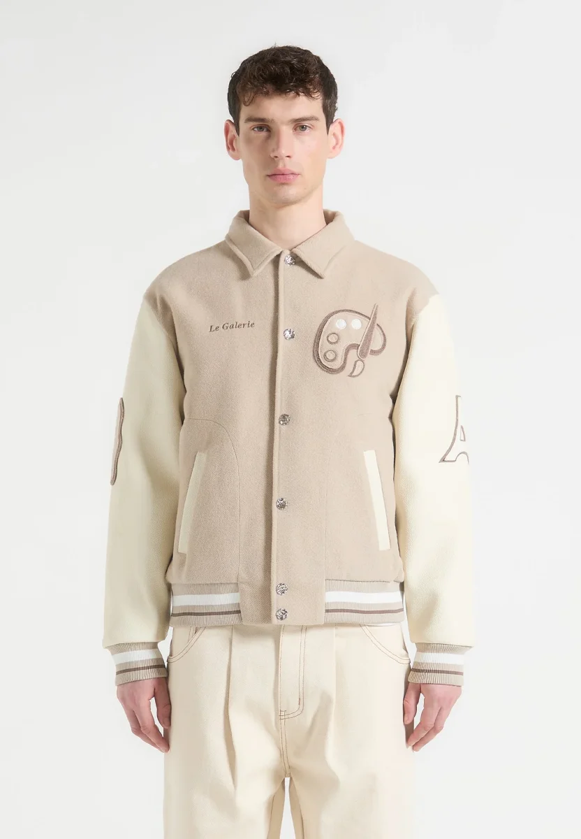 Le Galerie - Wool-Blend Varsity Jacket - Beige - Image 5