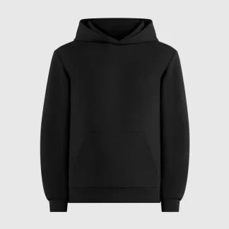 JS007 - Neoprene Minimal Regular Fit Hoodie - Black