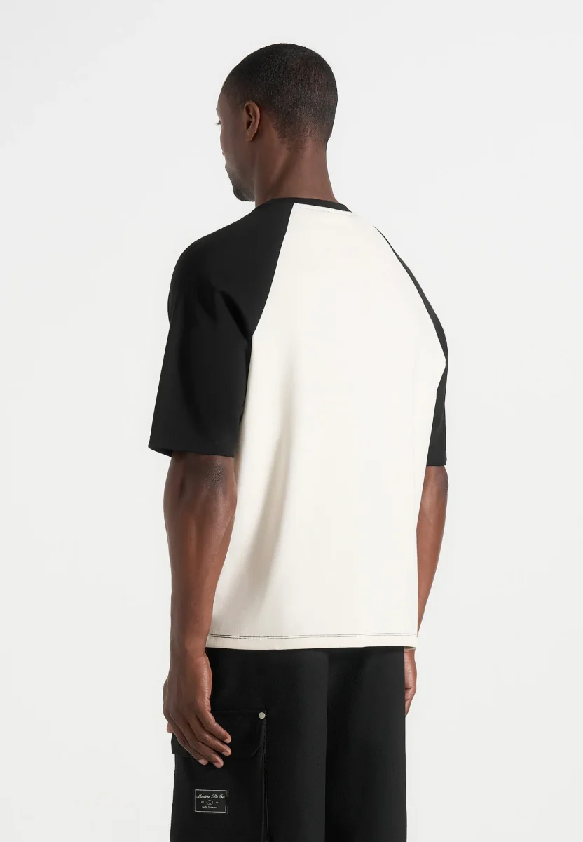 Unisex Signature Raglan Cotton T-Shirt - White/Black - Image 8