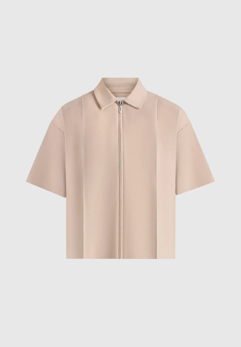 Aven - Boxy Shirt with Crease - Beige - Image 5