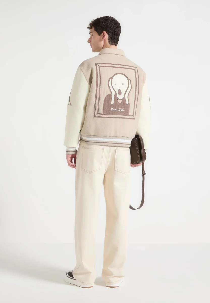 Le Galerie - Wool-Blend Varsity Jacket - Beige - Image 3