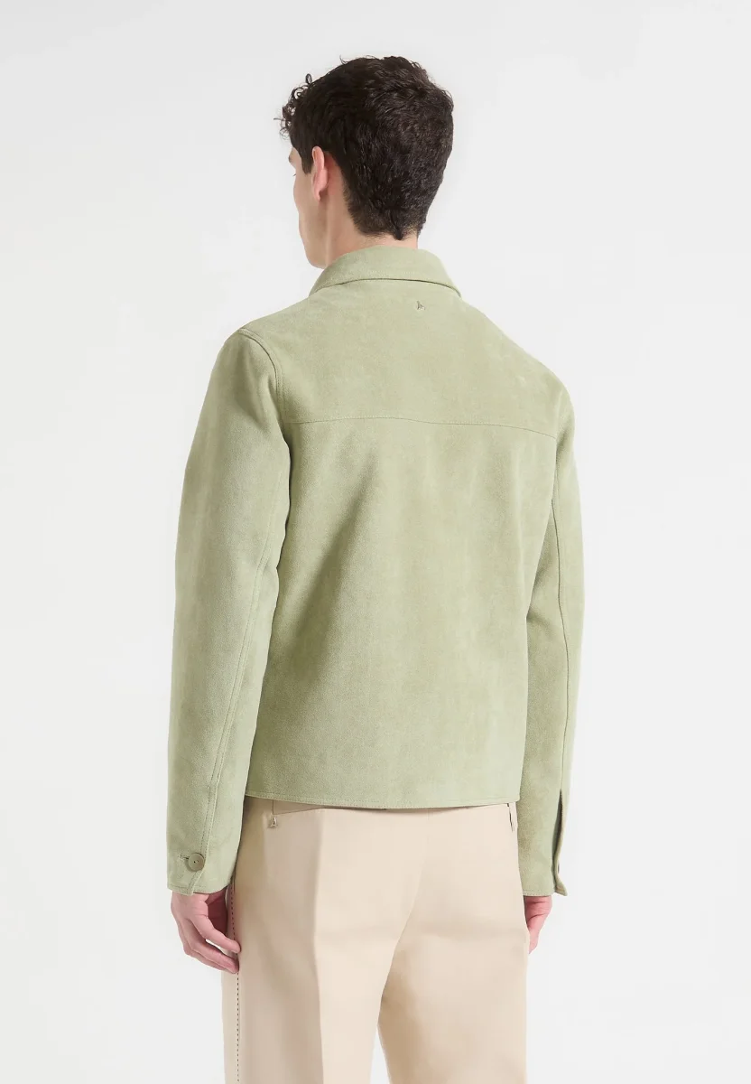 Michel - Suede Jacket with Revere Collar - Sage - Image 5