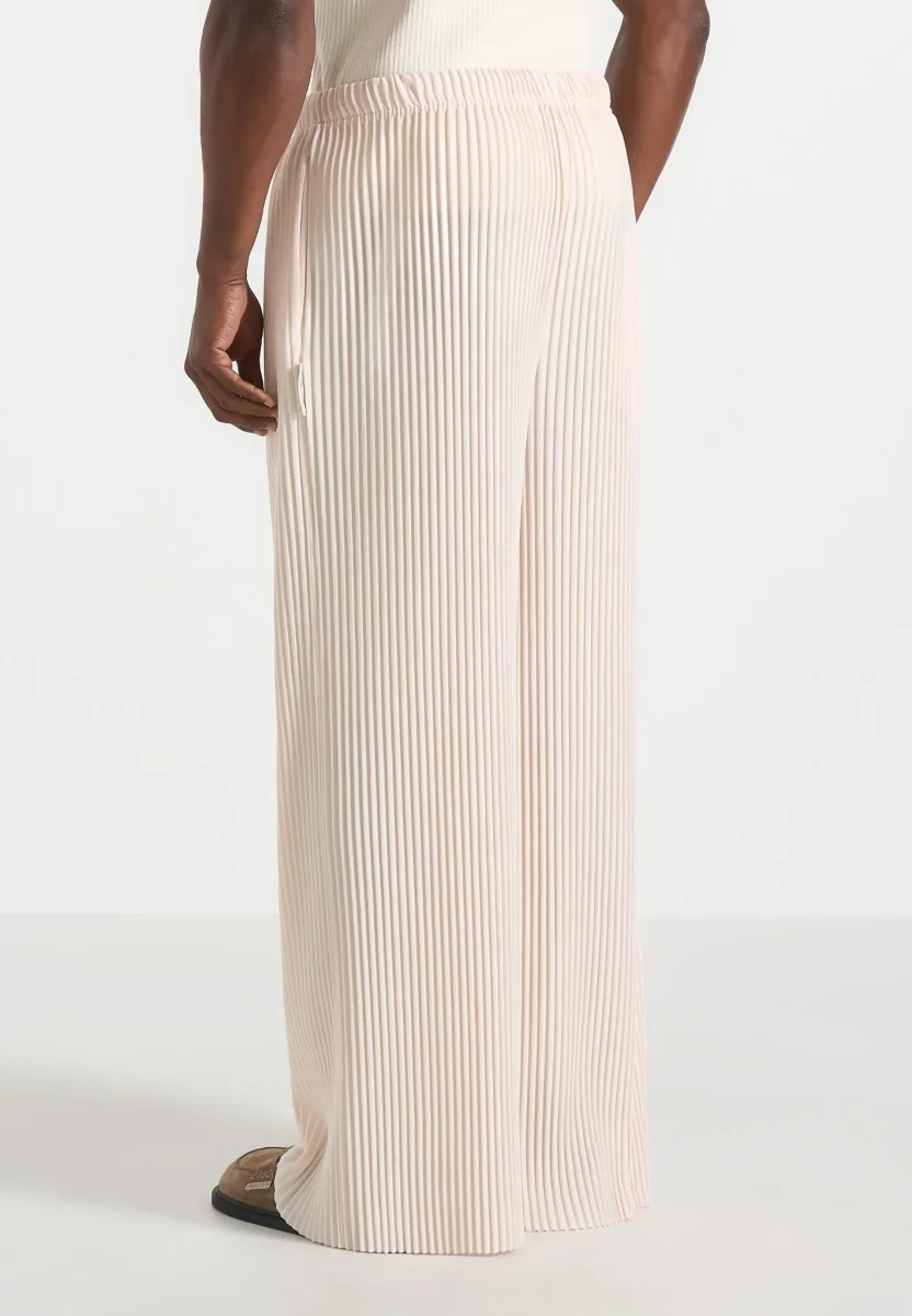 Jonas - Pleated Wide Leg Pants - Cream - Image 5