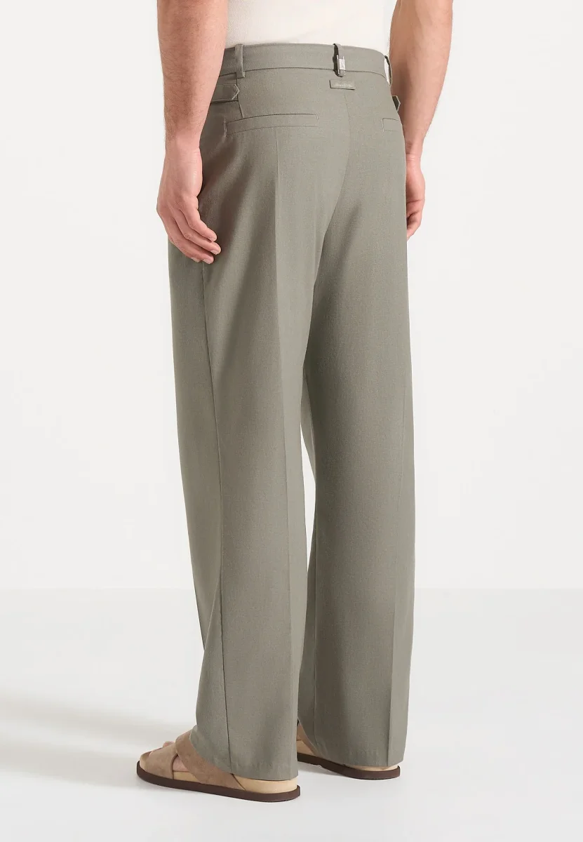 Dorian - Pleated Linen Pants - Khaki - Image 4