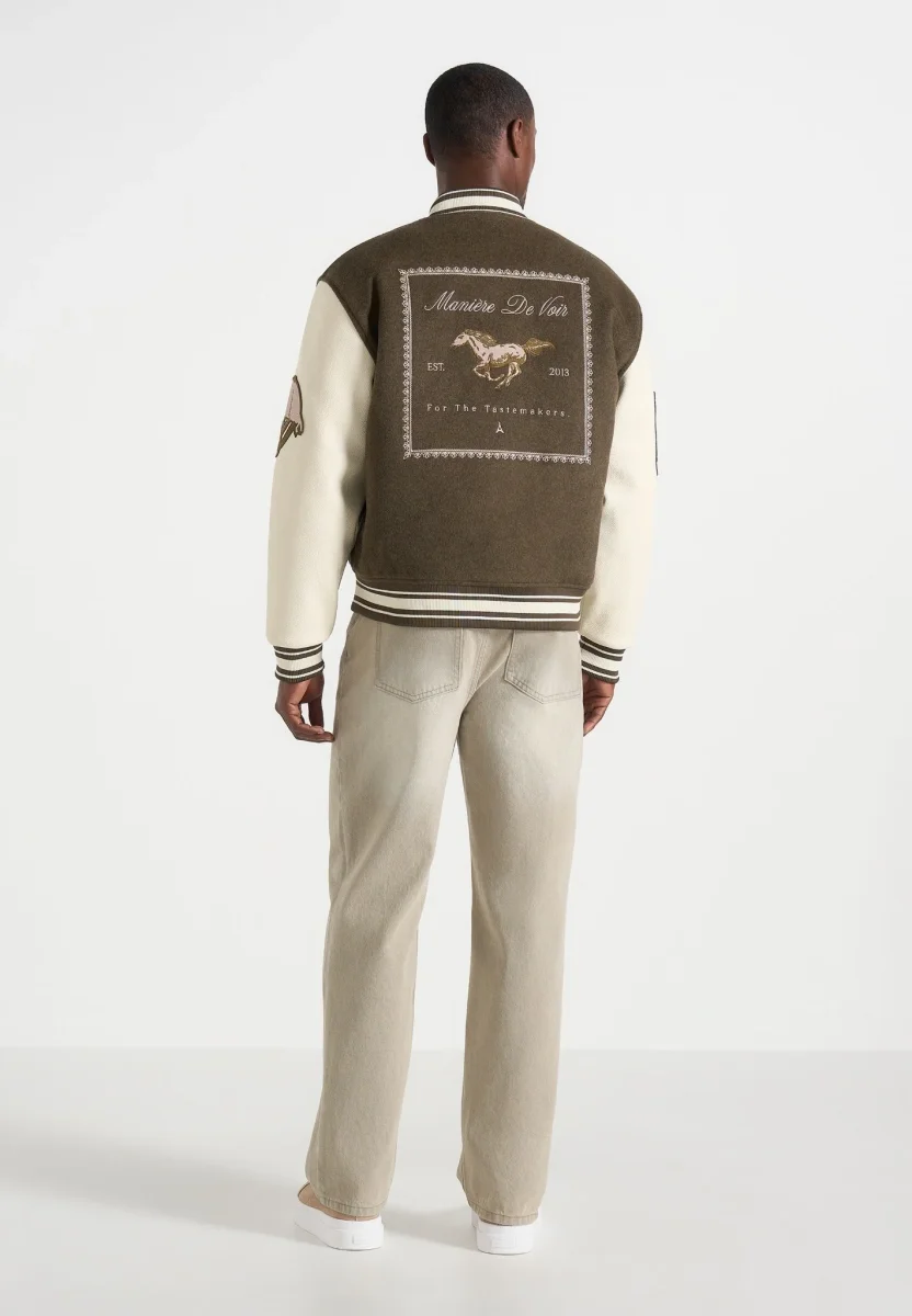 Equestrian Wool-Blend Varsity Jacket - Olive - Image 6