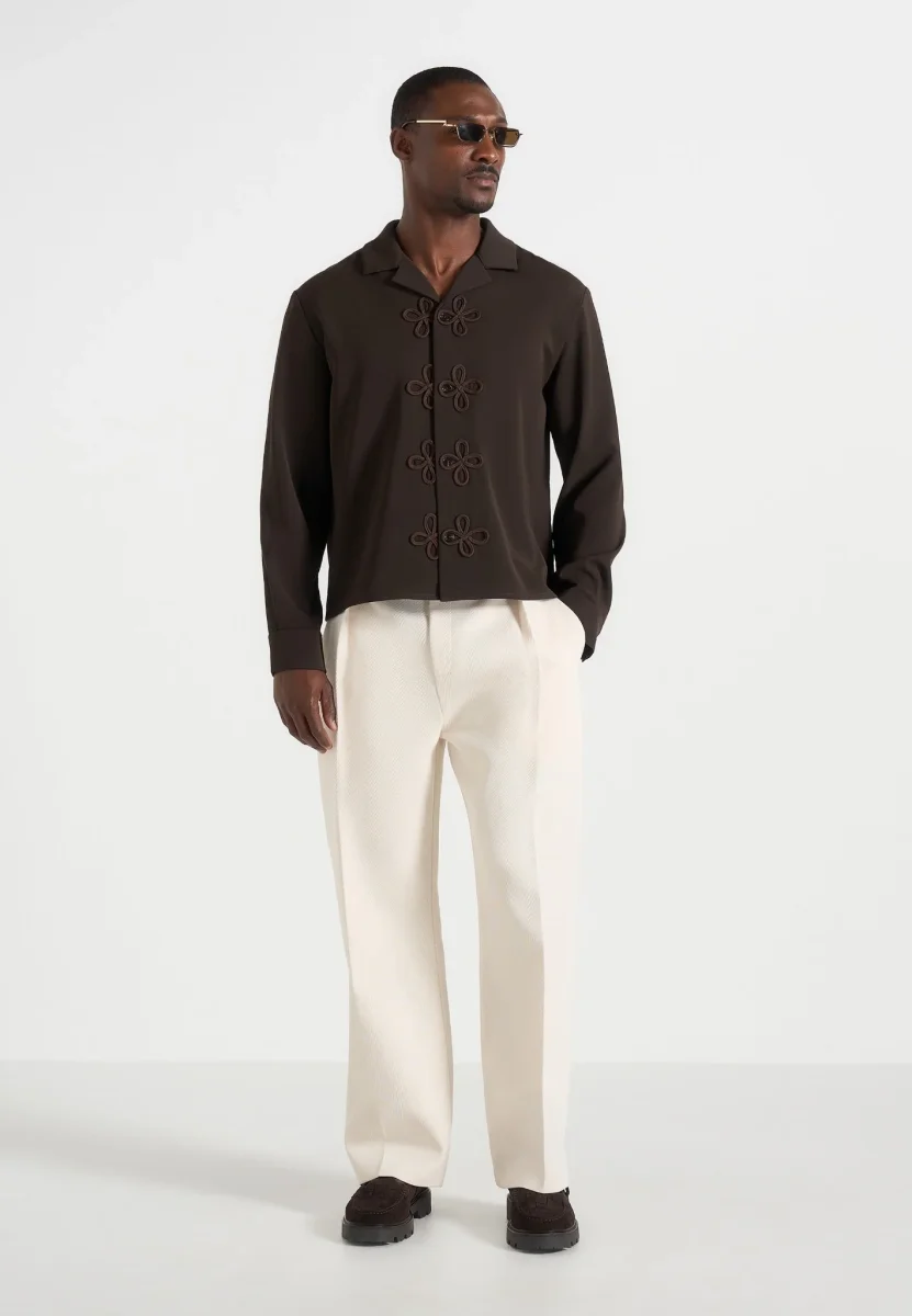 Valen - Applique Detail Long Sleeve Shirt - Brown