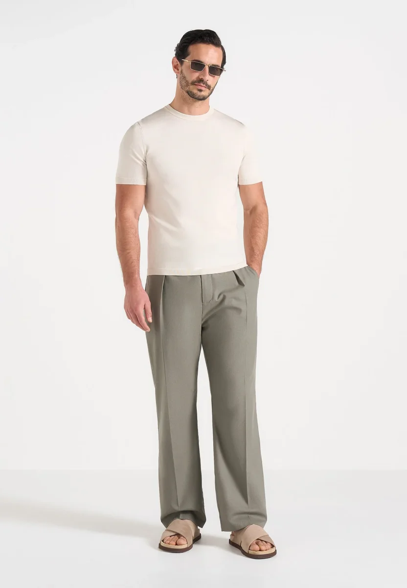 Dorian - Pleated Linen Pants - Khaki - Image 5
