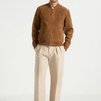 Arsene - Suede Bomber Jacket - Fawn