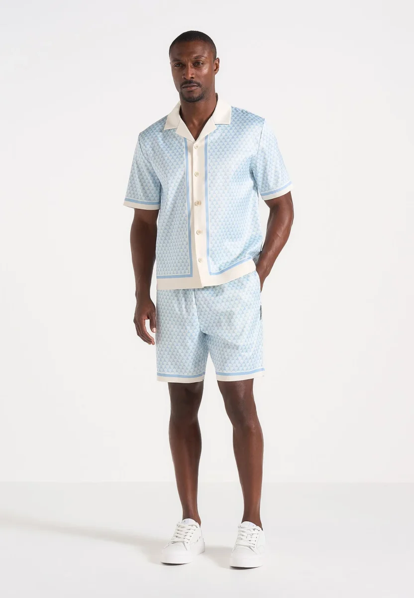 Idriss - Eiffel Monogram Resort Shirt - Pale Blue - Image 3