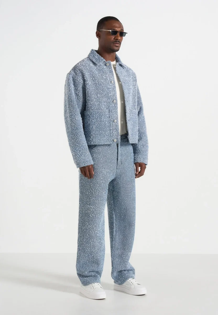 Damien - Boucle Denim Jacket With Back Pleat - Blue - Image 3