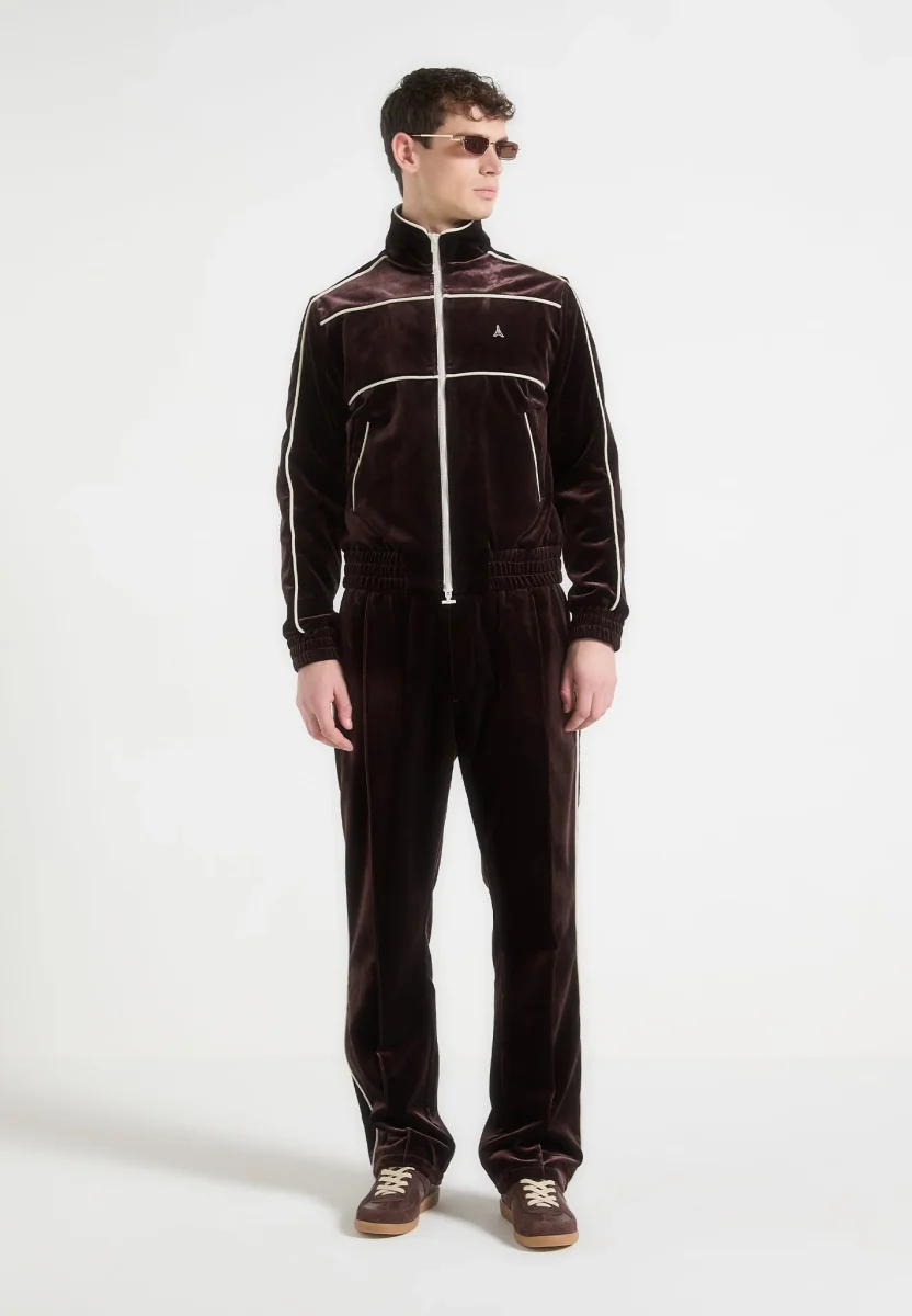 Eiffel Velour Track Jacket - Brown - Image 3