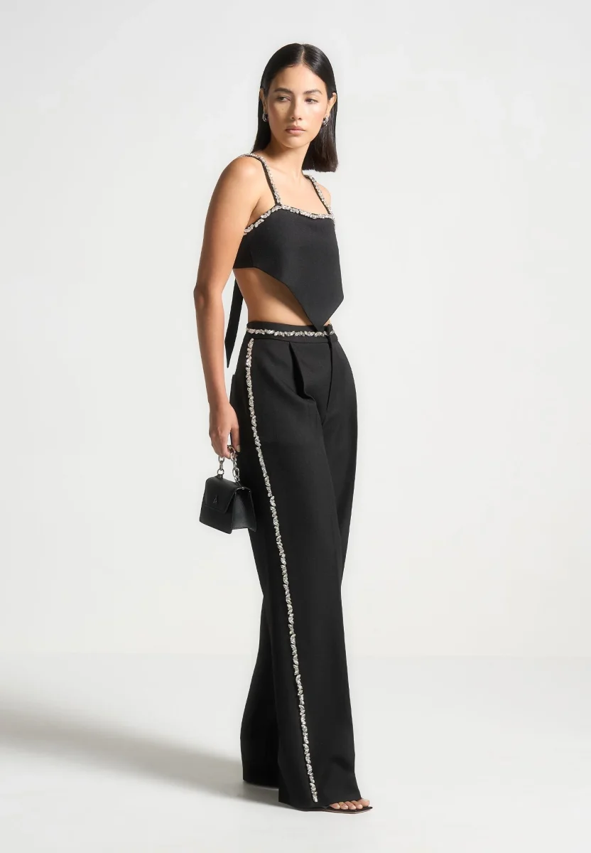 Patricia - Embellished Tailored Pants - Black