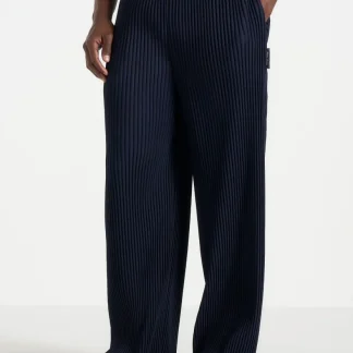 Jonas - Pleated Wide Leg Pants - Navy