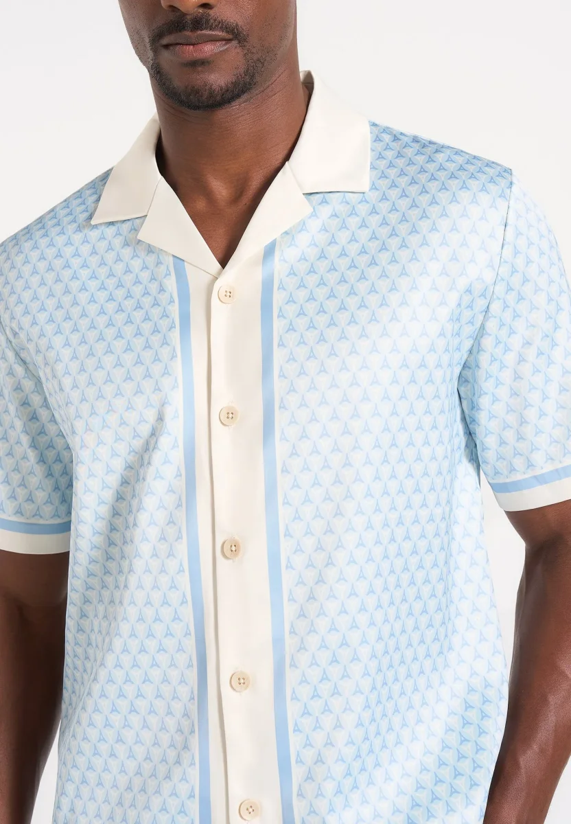 Idriss - Eiffel Monogram Resort Shirt - Pale Blue - Image 5