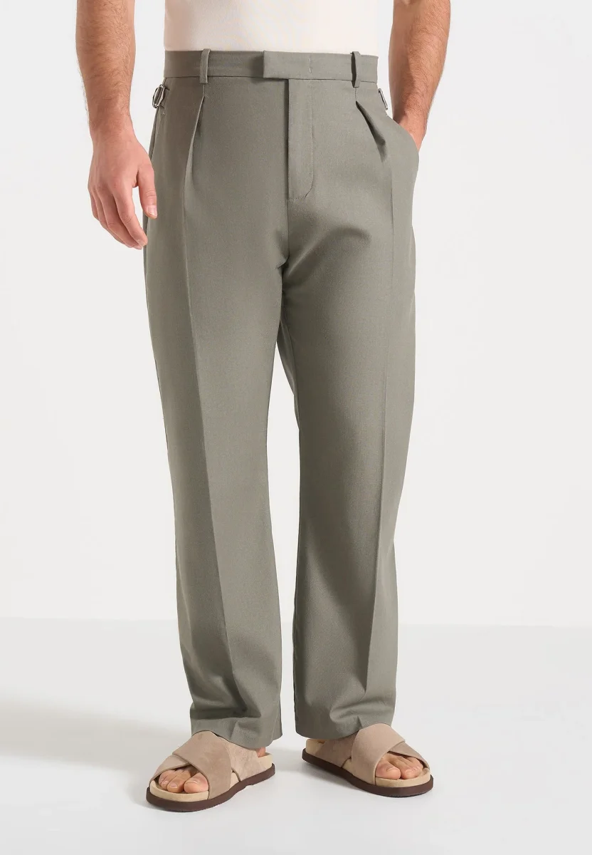 Dorian - Pleated Linen Pants - Khaki - Image 2