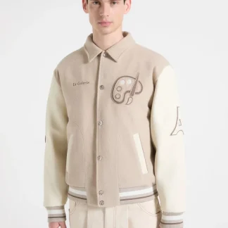 Le Galerie - Wool-Blend Varsity Jacket - Beige