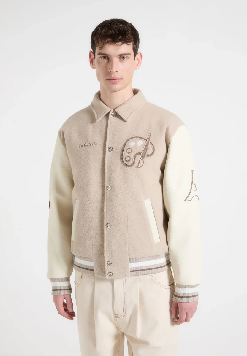 Le Galerie - Wool-Blend Varsity Jacket - Beige