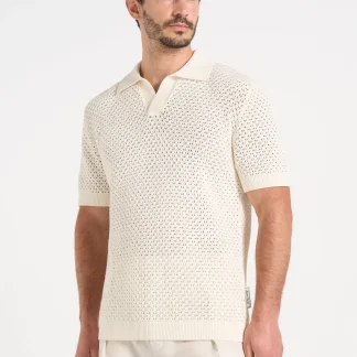 Conrad - Open Knit Polo Shirt - Cream