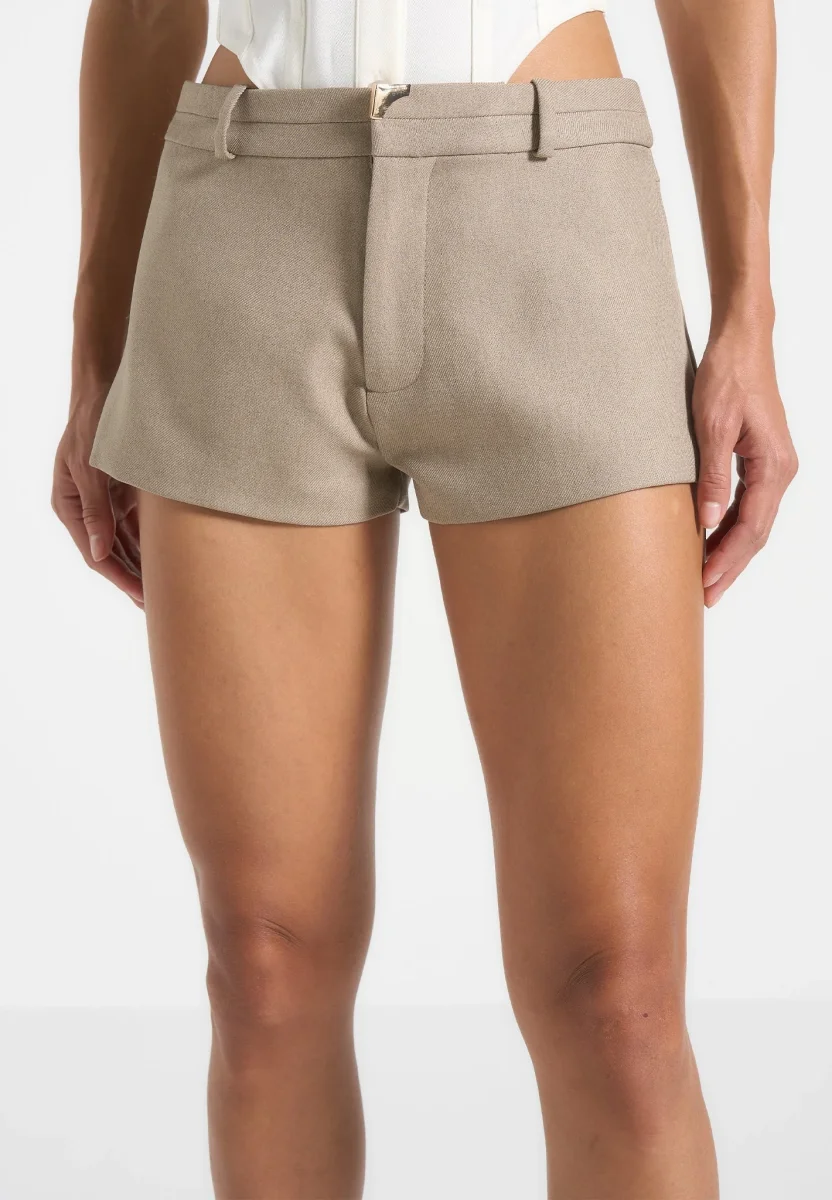 Elle - Tailored Mini Shorts - Taupe - Image 3