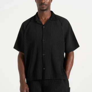 Justin - Pleated Boxy Shirt - Black