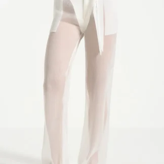 Sheer Belted Pants - White