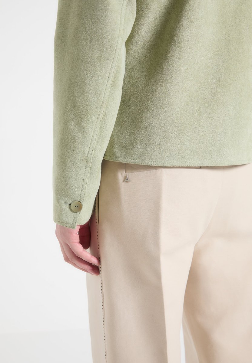 Michel - Suede Jacket with Revere Collar - Sage - Image 6