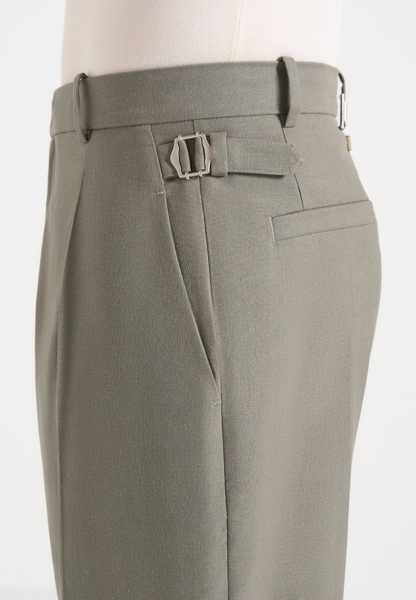 Dorian - Pleated Linen Pants - Khaki - Image 3