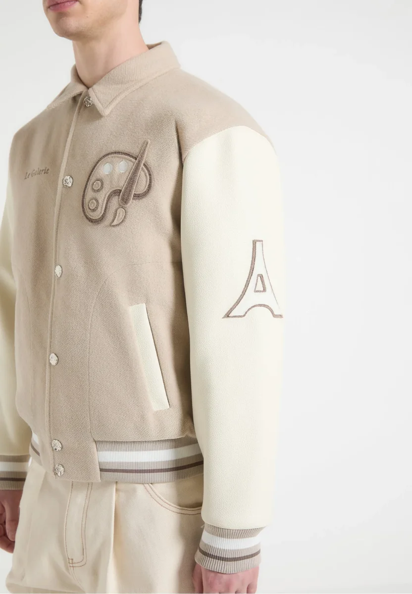 Le Galerie - Wool-Blend Varsity Jacket - Beige - Image 8