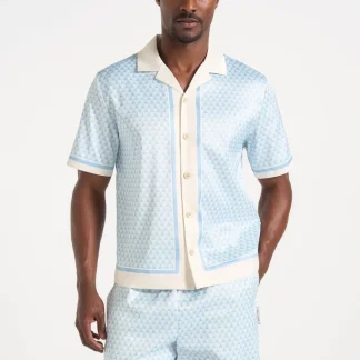 Idriss - Eiffel Monogram Resort Shirt - Pale Blue