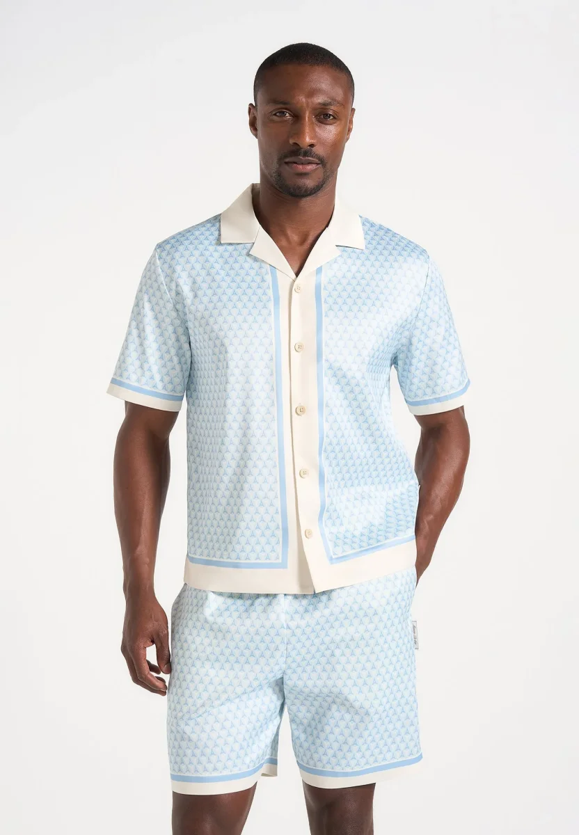 Idriss - Eiffel Monogram Resort Shirt - Pale Blue - Image 2
