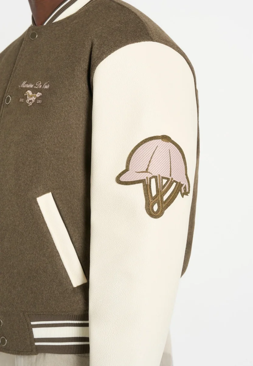 Equestrian Wool-Blend Varsity Jacket - Olive - Image 5